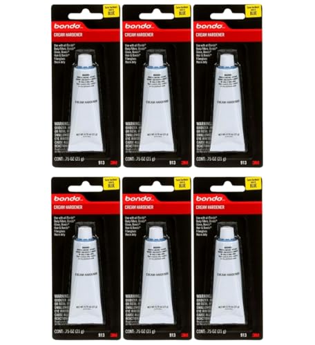 Bondo Red Cream Hardener – 0.75 oz Tubes, Color-Changing Indicator for Consistent Mixing, Compatible with Bondo Fillers and Resins, 6-Pack