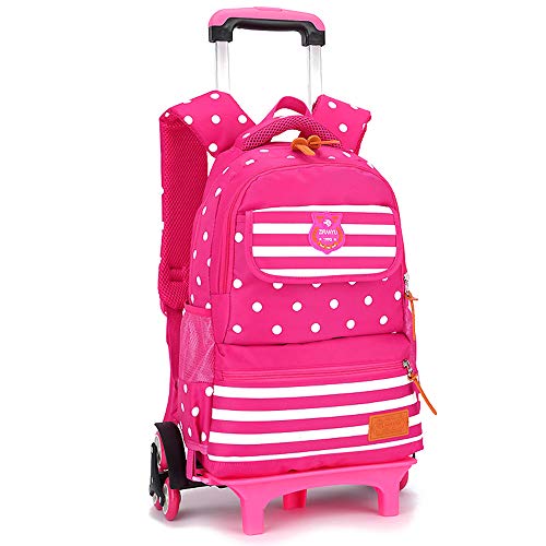 Flash Sale Buy 1 get 1 KINDOYO Backpack Trolley-School Bag Children's Rolling Backpack, rose Red,6 Wheels