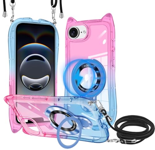 LOGABIO iPhone 16e/iPhone17e �p �P�[�X �N���A MagSafe�Ή� �����O�t�� TPU�o���p�[ �l�b�N �V�����_�[ �����ق� 16E/17E �J�o�[ ���|�� ��|�� �΂߂��� �R�t�� �؍� ���킢���t�@�b�V���� �ϏՌ� �ԍڑ�