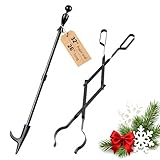 AMAGABELI GARDEN & HOME 32" Long Fire Pit Poker Stick and 26" Fireplace Tongs Tool Sets Log Grabber Christmas Gift for Firewood Campfire Bonfire Heavy Duty Iron Rustproof Indoor Outdoor Wood Stove