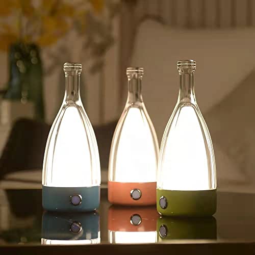 MODIRNATION 'Anna' Moderne Tischlampe, teilbare drahtlose Flasche, LED-Licht, dimmbar, Touch-Steuerschalter, USB wiederaufladbar, stilvolles Licht für Zuhause, Büro, Hotel und Restaurant (Schwarz) Cover