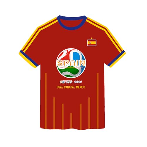 TeeTea Soccer Jersey Size S-L 2026 North America Soccer Cup Merchandise Soccer Fan Jersey Breathable Team Spain (US Alpha Large Spain)