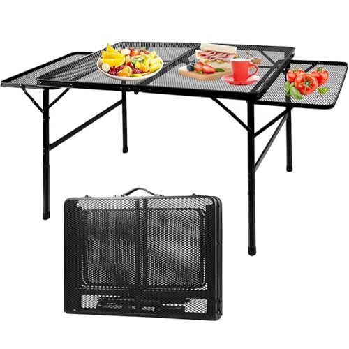 AUTO FAMILY Folding Metal Camping Table Portable Lightweight Grill Table for Outdoor Folding Table Portable Outdoor Table picnic table metal