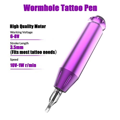 Tattoo Kit, Wormhole Tattoo Pen Kit/Rotary Tattoo Machine Pen for Beginners 10pcs Tattoo Cartridges Needles 5 Tattoo Ink, Professional Complete Tattoo Kit TK602 - Thumbnail 2