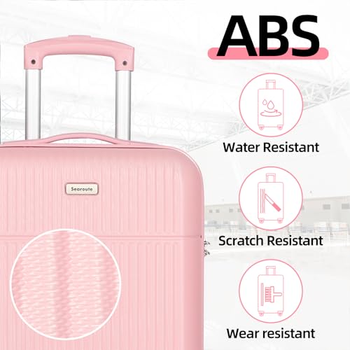 H.yeed Luggage Sets 3, ABS Hard Shell Lightweight Trolley Travel Suitcase Set with 4 Spinner Wheels TSA Lock for Man Women, 21" + 24" + 28"-Pink - Image 5