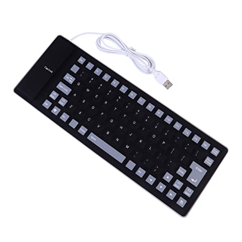 FELTECHELECTR 85キーシリコン製ロールアップキーボード 折りたたみ式有線防水usbキーボード 静音耐水設計 携帯用コンピューターアクセサリー ブラック