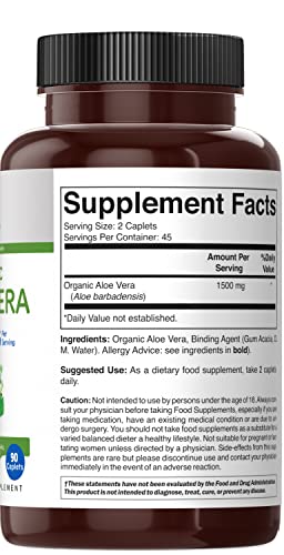 Brieofood Organic Aloe Vera 1500mg, 45 Servings, Vegetarian, Gluten Free, 90 Vegetarian Tablets - Image 5