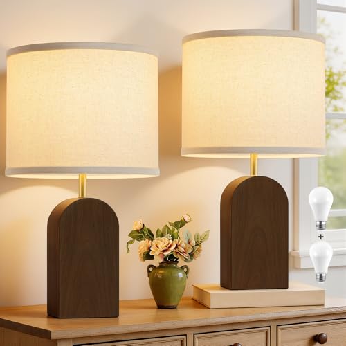 Lámparas de Mesa de Madera EJIAXIN Juego x2 19" Walnut