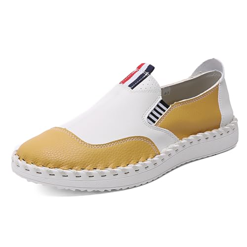 Men's Slip on Oxfords Boat Shoes Casual Leather Loafers Walking Sneakers Breathable Driving Dress Business Wokr Shoes