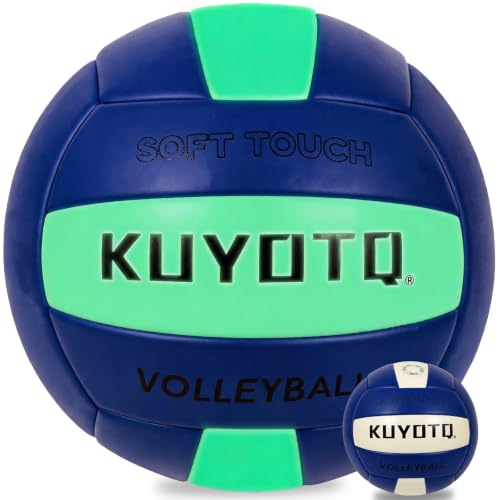 KUYOTQ Glow in The Dark Volleyball Size 5 Blue Luminous Light Up Glow Volleyball for Night Games Outdoor Indoor Training Volleyballs with Fluorescent Green Glow Effect Perfect for Youth and Adults