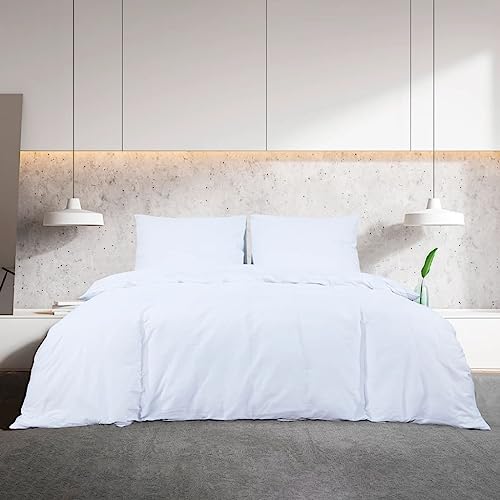 Housse de couette 240x220 cm anti-plis en microfibre blanche légère - 4