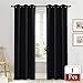 NICETOWN Halloween Soundproof Thermal Insulated Blackout Curtain Thermal Insulated Solid Grommet Room Darkening Drape for Dining Room (Single Panel, 42 inches by 84 inch, Black)