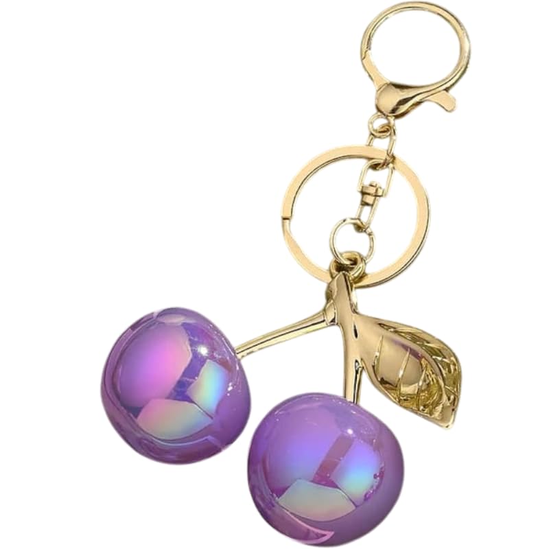KEYCHAIN HOUSE Cherry Keychains Colorful Fruit Key Rings for Bags & Keys, Durable Silicone Cherry Charm Key Holder, Lightweight Stylish Accessory for Women Girls Kids Gift Keychain (Lavender)-image-25