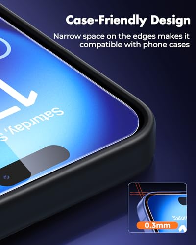 Image of UNBREAKcable 3-Pack Screen Protector for iPhone 16, Double Shatterproof Tempered Glass [Easy Installation Frame] [9H Hardness] [99.99% HD Clear] [Case Friendly] for iPhone 6.1 inch