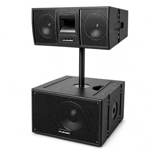 MUSYSIC 4000W Line Array Speaker System, 15" Powered Subwoofer
