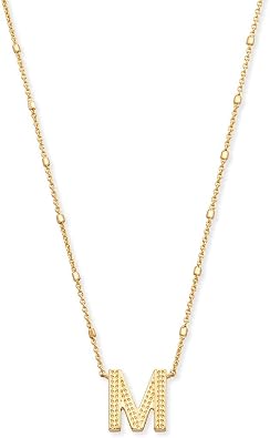 Kendra Scott Letters A-Z Pendant Necklace for Women, Fashion Jewelry, 14k Gold-Plated Brass