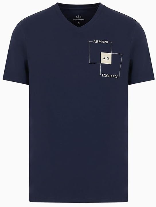 Armani Exchange Mens Slim Fit V Neck Cotton Stretch Logo Tee - Image 3