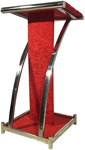 Decornt Heavy Podium Lectern (Lecture Stand) Presentation Dias Stand for Offices, School, Church, Public Speech & Conferences. Made-up Stainless - Steel Color Red - Height 4 FT X 1.5 FT Width.