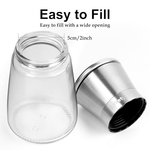 Image of 2 Pack Salt and Pepper Grinder Set, Manual Black Pepper Mill Refillable & Adjustable Coarseness, Salt Shaker for Seeds, Kitchen (Spices not Included)