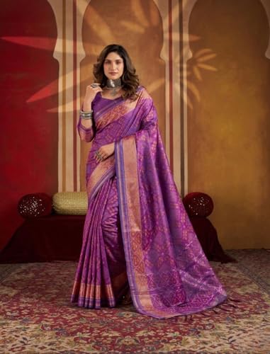 Image of MADHUHANSH Women's Cotton Silk Saree with Unstitched Blouse Piece Zari Weave and Floral Pattern | Heavy Embroidery Saree for Women | Interview Saree for Women | Readymade Blouse with Saree Set