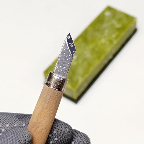 Knife Sharpening Stone,10000 Grit Sharpener Whetstone Final Fine Polishing Natural Green Honing Oilstone for, Knives Tools,Cutting ToolsAngle Guide, Diamond Stone and Non-Slip Rubber Base (SET-D)