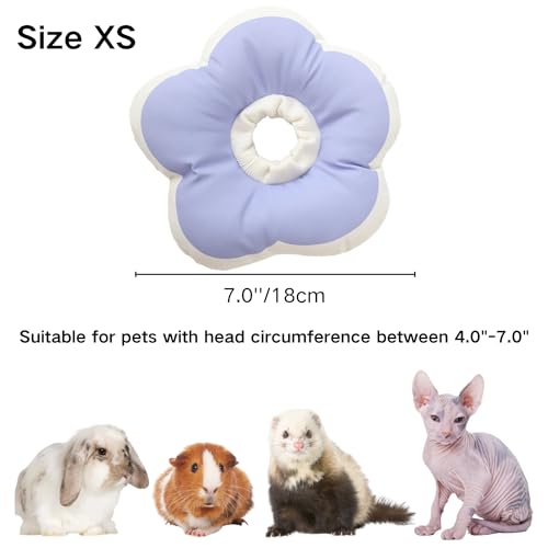 Image of Adjustable Rabbit Protection Cone - Soft Waterproof Recovery Collar for Bunny Chinchilla Guinea Pig Kitten After Surgery Wound Healing Elizabeth Neck Cone E-Collar for Small Pets (Purple, XS)