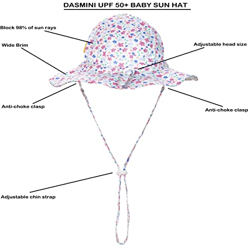 Dasmini Baby Girl Pink Daisy Sun Hat Wide Brim Adjustable Upf50+ Outdoor Beach Protection Cap For Infant Toddler Kids 0-6M #TOP1