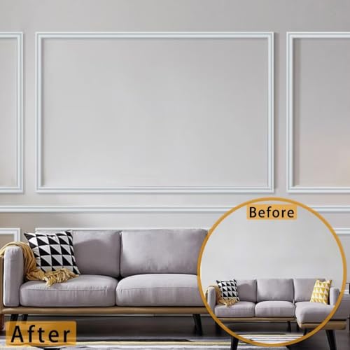 Hungbak Peel und Stick Stuhl Rail Panel Molding Finish Trim für Home Decoration und Wandschutz (lackierbar weiß, 3m x 2.3cm)