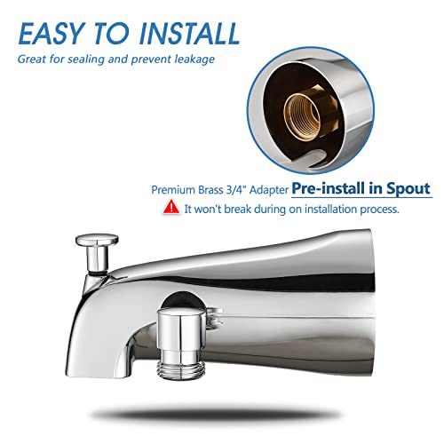 Proox All Metal Tub Spout With Diverter, 6 Settings Hand Held Shower With On/Off Pause Switch, Bathtub Faucet With Sprayer Chrome #TOP3