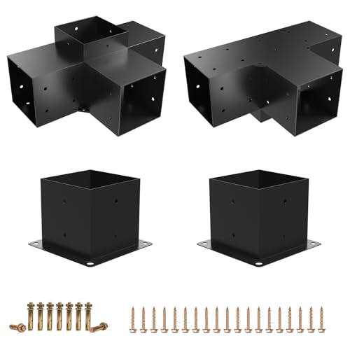 Kinchoix 2 Pack Pergola Brackets 4x4 Pergola Kit 4-Way T