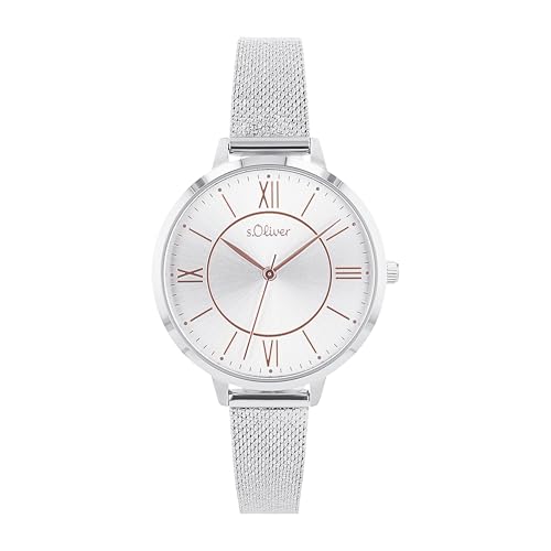 s.Oliver Orologio da polso con cinturino in metallo da donna,