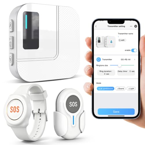 DAYTECH Notrufknopf für Senioren auf Handy WiFi Tuya Smart Senioren Notfallknopf Alert System Hausnotruf für ältere Patienten Behinderte Kinder SOS Notruf(1Empfänger+1Notruf Armband+1Tasten)
