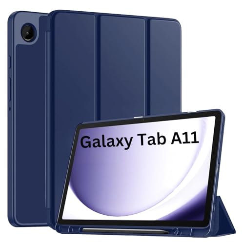 Image of TechTrendz Smart Trifold Flip Case for Samsung Galaxy Tab A11 8.7 inch [SM-X133, SM-X135] Support S Pen Magnetic Attachment Shockproof Trifold Stand Flip Cover Tab A11 Auto Wake /Sleep (Blue)