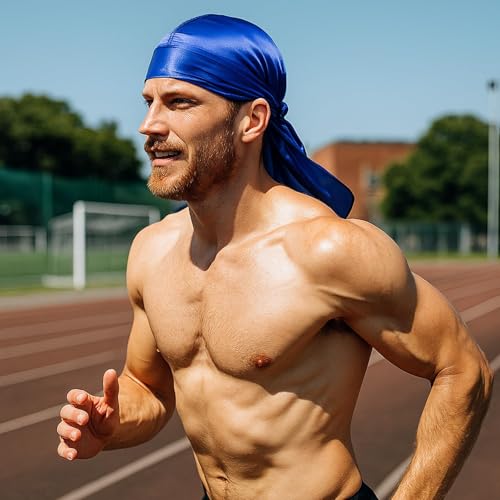 OhebEsx 6 Stück Durag für Männer, Durag Men Kopfband Set in 58 cm Piratentuch für Verschiedene Frisuren, Seidentuch für täglichen Gebrauch, Vielseitige Kopfbedeckun