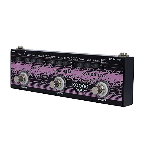 Koogo Multi Guitar Effect Pedal Echo & Ensemble & Overdrive 3-In-1 Analog Effects Pedals For Electric Guitar #TOP2