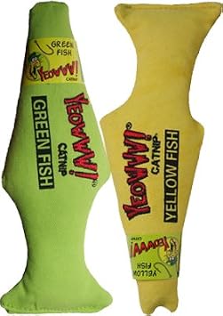 Yeowww! Yellow & Green Fish Pack 100% Organic Catnip Fish Cat Toys
