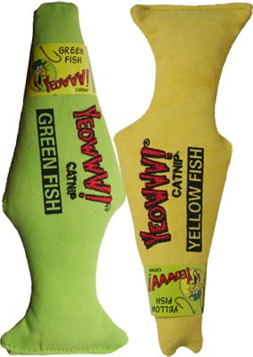 Yeowww! Yellow & Green Fish Pack 100% Organic Catnip Fish Cat Toys