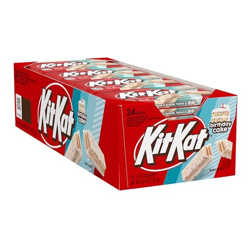KitKat KIT KAT Birthday Cake Flavored Creme with Sprinkles, Bulk, Individually Wrapped Wafer Candy Bars, 1.5 oz (24 Count)