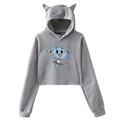 DJNGN Femmes Le Monde Incroyable de l'exposition du Nombril de Gumball avec Le Costume de Mode à Manches Longues d'oreille de Chat de Capuche Noir Cover