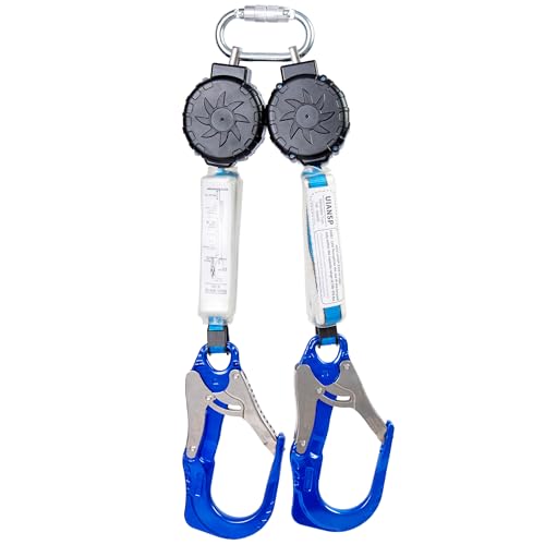 UIANSP 6ft Self Retracting Lifeline Retractable Fall Arrest Construction Roofing/Fall Protection Retractable Safety Lanyard External Shock Absorber Fall Arrest Safety