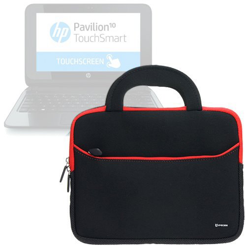 Evecase HP Pavilion 10 10-e010nr / 10-k010nr x2 Sleeve, Portable Handle Carrying Portfolio Neoprene Sleeve Case Bag for HP Pavilion 10 10-e010nr / 10-k010nr x2 10.1-Inch / 10 10z-e000 (Black)
