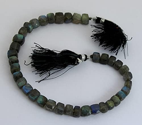 Perles labradorite naturelle cubes facettés 6mm pour création de bijoux