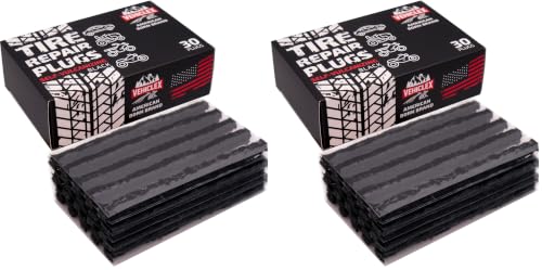 Image of Vehiclex Flat Tire Repair Plugs - 30pcs Heavy Duty Plug and Patch Kit for Emergency Repairs, Black (Pack of 2)