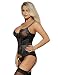 ohyeahlady Mujer Conjunto de Lencería Encaje Corpiño con Tanga y Liguero para...