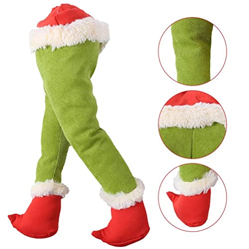 Syrisora Ornamentos de pernas de elfo verde de Natal - 39 cm perna de pelúcia Natal feriado casa fes