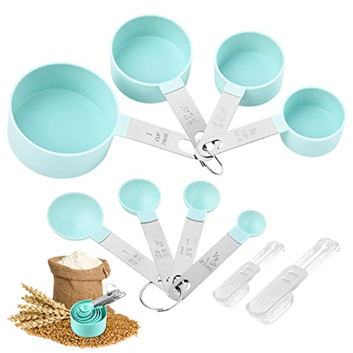 Qixuer Cucharas Medidoras, Juego De Cucharas Medidoras 10 Unidades Taza Medidora y Cuchara Juego De Cucharas Dosificadoras Juego De Cucharas Medidoras De Plástico Set De Gramos Para Cocina