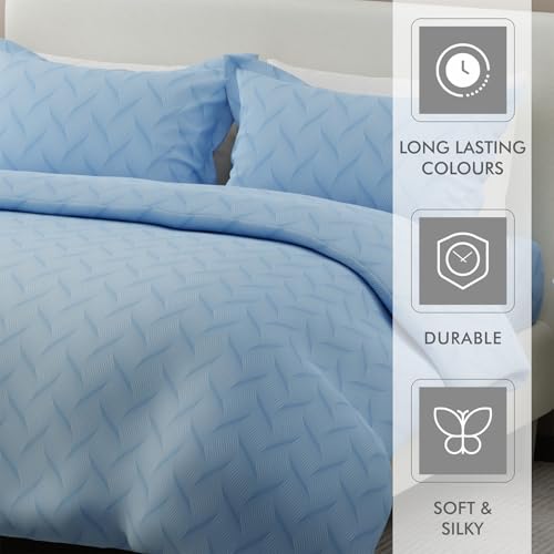 Image of BOUTIQUE LIVING India Radiance Cotton Blend 825 CVC Blue King Bedsheet with 2 Pillow Covers