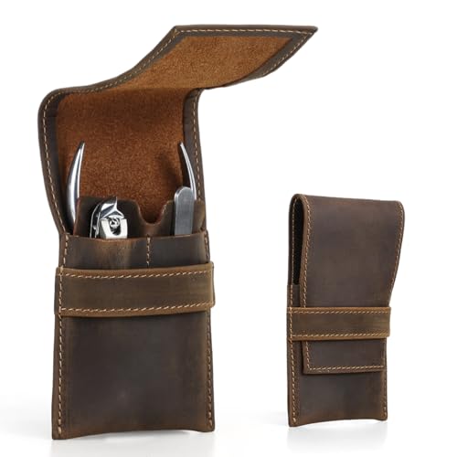 CONTACTS Full Grain Leather Empty Manicure Kit Case for Men Travel Nail Clipper Pouch Small Personal Care Tools Pouch By Handmade (Case Only)