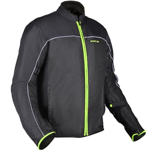 Allextreme AVIANT AIR Bike Riding Jacket CE Level 2 Certified Armour Protector Elbows Shoulders Protection Mesh Fabric Motorcycle Rider Gear for Bikers (3XL, Black & Green)