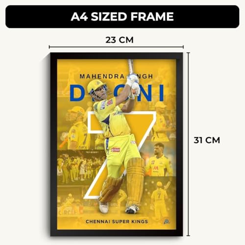 Image of Funk You Store MS Dhoni Framed Poster | Thala Captain Dhoni 7 Wall Art | CSK Edition | Cricket Legend | Premium Sports Decor for Cricket Fans | Motivational Wall Poster (F 097)